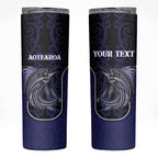 Personalised New Zealand Aotearoa Skinny Tumbler Blue Marlin Fishing Maori Pattern