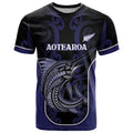 Personalised New Zealand Aotearoa T Shirt Blue Marlin Fishing Maori Pattern