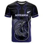 Personalised New Zealand Aotearoa T Shirt Blue Marlin Fishing Maori Pattern
