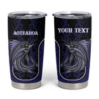 Personalised New Zealand Aotearoa Tumbler Cup Blue Marlin Fishing Maori Pattern