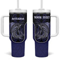 Personalised New Zealand Aotearoa Tumbler With Handle Blue Marlin Fishing Maori Pattern