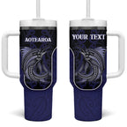 Personalised New Zealand Aotearoa Tumbler With Handle Blue Marlin Fishing Maori Pattern