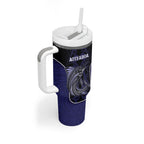 Personalised New Zealand Aotearoa Tumbler With Handle Blue Marlin Fishing Maori Pattern