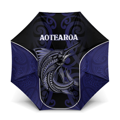 New Zealand Aotearoa Umbrella Blue Marlin Fishing Maori Pattern