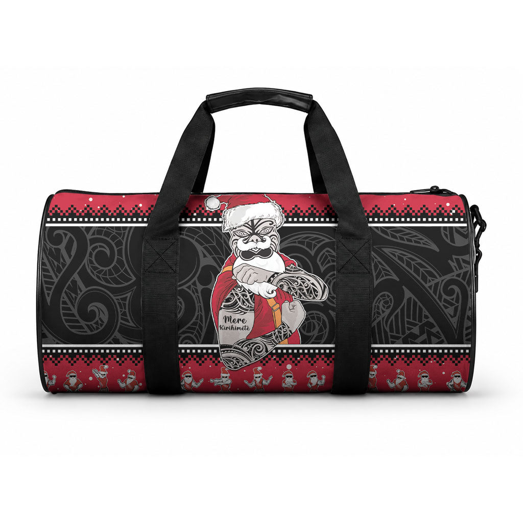 New Zealand Santa Tiki Christmas Duffle Bag Meri Kirihimete