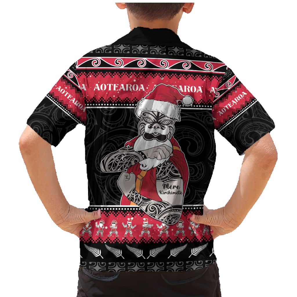 New Zealand Santa Tiki Christmas Family Matching Mermaid Dress and Hawaiian Shirt Meri Kirihimete