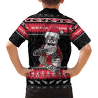New Zealand Santa Tiki Christmas Family Matching Off Shoulder Short Dress and Hawaiian Shirt Meri Kirihimete
