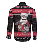 New Zealand Santa Tiki Christmas Long Sleeve Button Shirt Meri Kirihimete