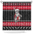New Zealand Santa Tiki Christmas Shower Curtain Meri Kirihimete