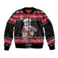 New Zealand Santa Tiki Christmas Sleeve Zip Bomber Jacket Meri Kirihimete
