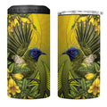 New Zealand Bellbird 4 in 1 Can Cooler Tumbler With Kowhai Flowers