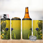 New Zealand Bellbird 4 in 1 Can Cooler Tumbler With Kowhai Flowers