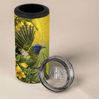 New Zealand Bellbird 4 in 1 Can Cooler Tumbler With Kowhai Flowers
