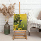 New Zealand Bellbird Canvas Wall Art With Kowhai Flowers