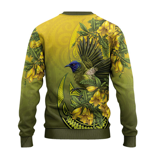 New Zealand Bellbird Ugly Christmas Sweater With Kowhai Flowers