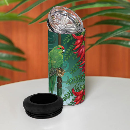 New Zealand Parakeet Bird 4 in 1 Can Cooler Tumbler With Kakabeak Flowers