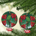 New Zealand Parakeet Bird Ceramic Ornament With Kakabeak Flowers