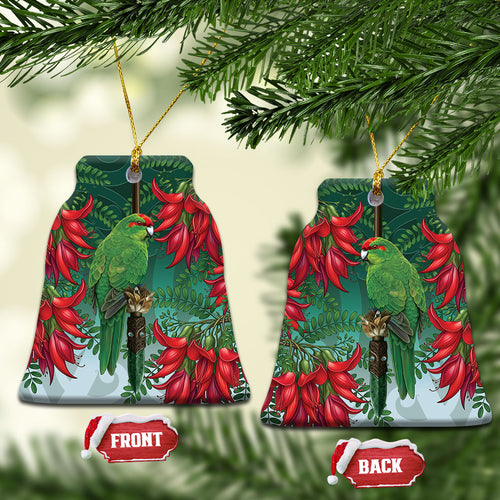 New Zealand Parakeet Bird Ceramic Ornament With Kakabeak Flowers