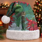 New Zealand Parakeet Bird Christmas Santa Hat With Kakabeak Flowers