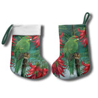 New Zealand Parakeet Bird Christmas Stocking With Kakabeak Flowers