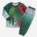 New Zealand Parakeet Bird Christmas Pajama Set With Kakabeak Flowers