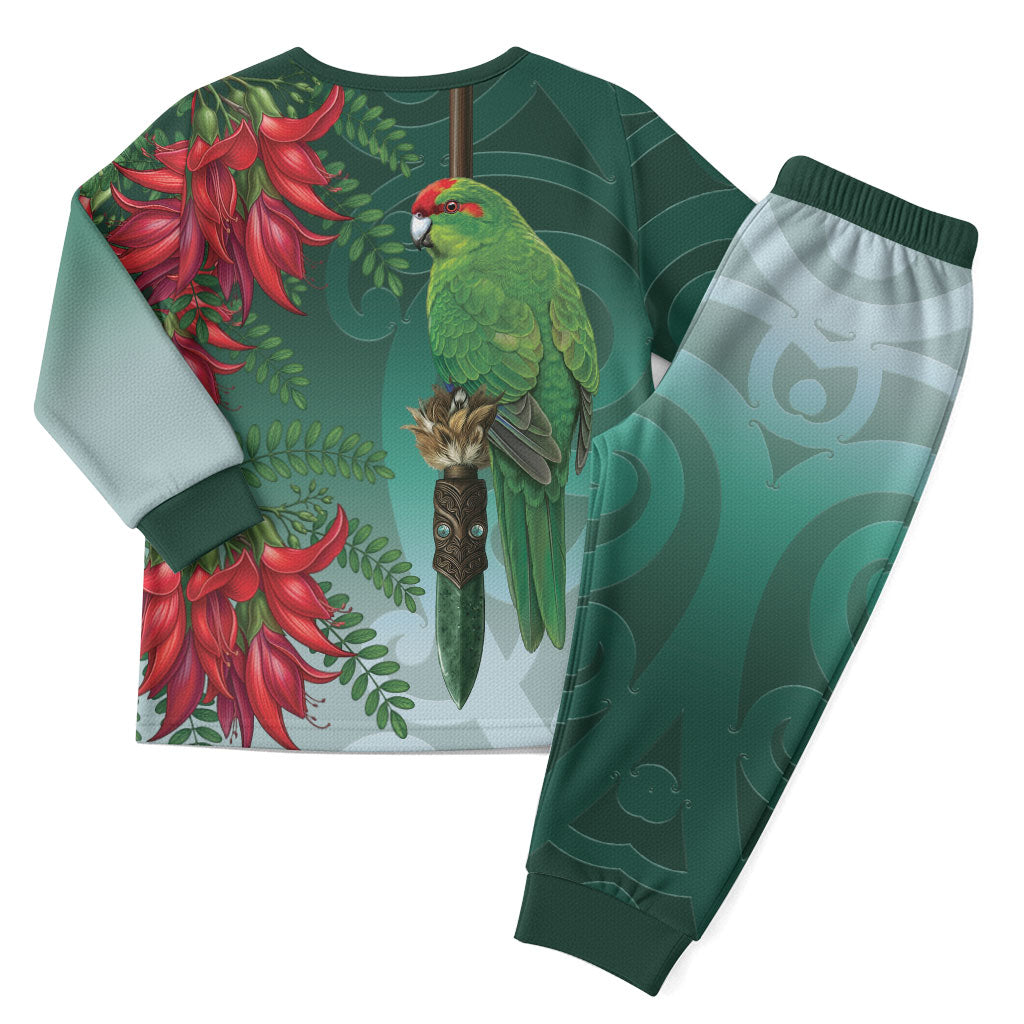 New Zealand Parakeet Bird Christmas Pajama Set With Kakabeak Flowers