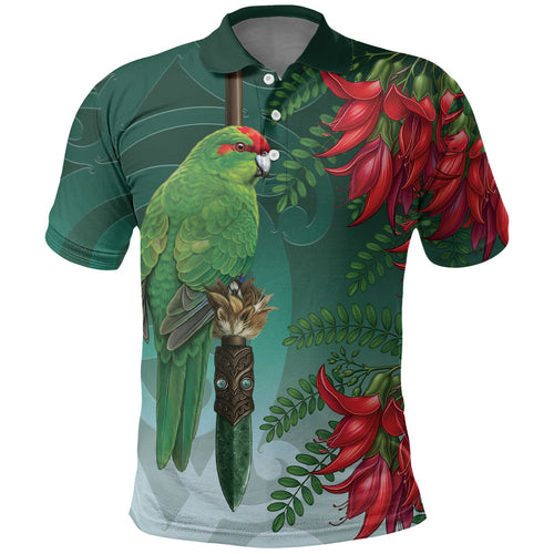 New Zealand Parakeet Bird Polo Shirt With Kakabeak Flowers