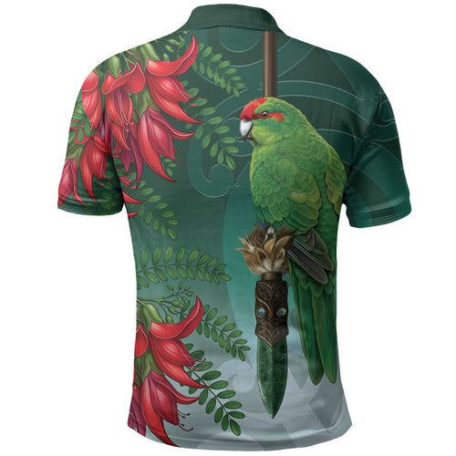 New Zealand Parakeet Bird Polo Shirt With Kakabeak Flowers