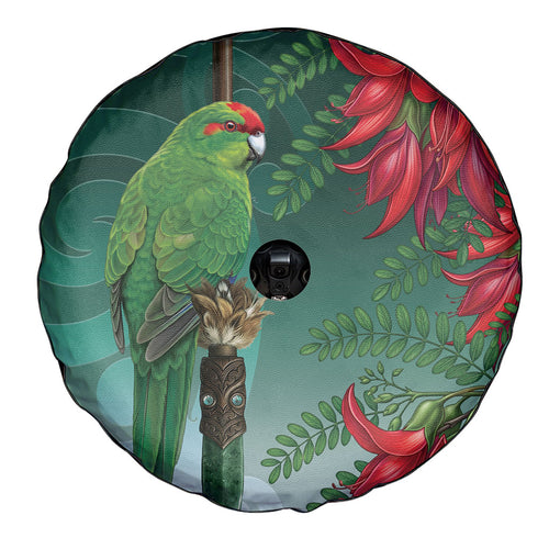 New Zealand Parakeet Bird Spare Tire Cover With Kakabeak Flowers