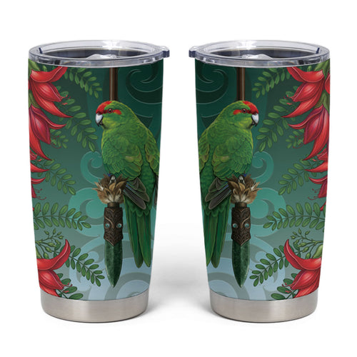 New Zealand Parakeet Bird Tumbler Cup With Kakabeak Flowers