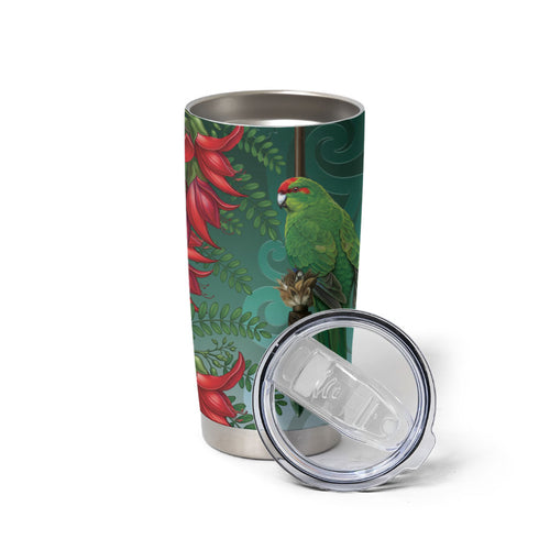 New Zealand Parakeet Bird Tumbler Cup With Kakabeak Flowers