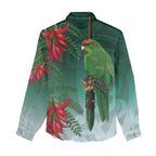 New Zealand Parakeet Bird Women Casual Shirt With Kakabeak Flowers