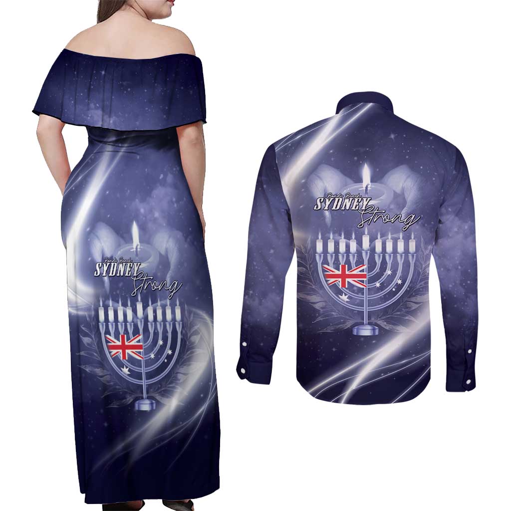 Pray For Bondi Sydney Couples Matching Off Shoulder Maxi Dress and Long Sleeve Button Shirt We Are All Bondi - Aussie Hoodie