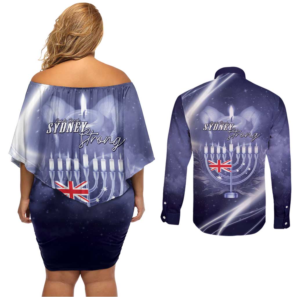 Pray For Bondi Sydney Couples Matching Off Shoulder Short Dress and Long Sleeve Button Shirt We Are All Bondi - Aussie Hoodie
