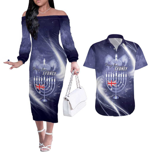 Pray For Bondi Sydney Couples Matching Off The Shoulder Long Sleeve Dress and Hawaiian Shirt We Are All Bondi - Aussie Hoodie