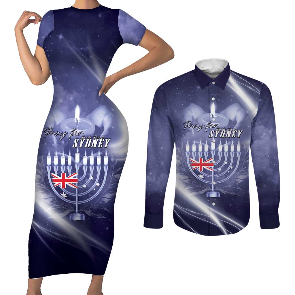 Pray For Bondi Sydney Couples Matching Short Sleeve Bodycon Dress and Long Sleeve Button Shirt We Are All Bondi - Aussie Hoodie