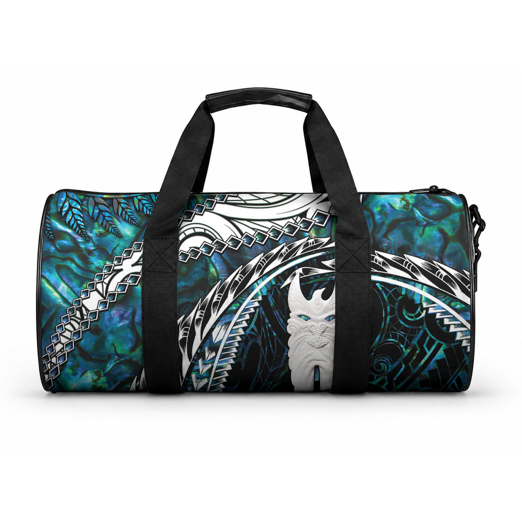 New Zealand Aotearoa Duffle Bag Maori Hei Rehua Paua Shell Glitter Green