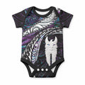 New Zealand Aotearoa Baby Onesie Maori Hei Rehua Paua Shell Glitter Purple
