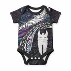 New Zealand Aotearoa Baby Onesie Maori Hei Rehua Paua Shell Glitter Purple