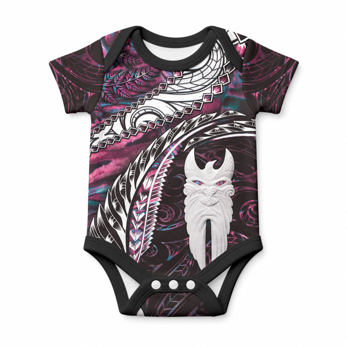 New Zealand Aotearoa Baby Onesie Maori Hei Rehua Paua Shell Glitter Pink