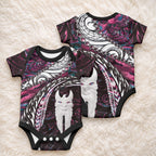 New Zealand Aotearoa Baby Onesie Maori Hei Rehua Paua Shell Glitter Pink