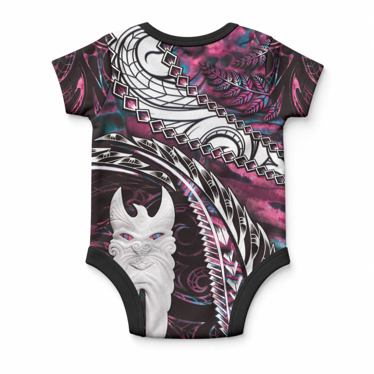 New Zealand Aotearoa Baby Onesie Maori Hei Rehua Paua Shell Glitter Pink