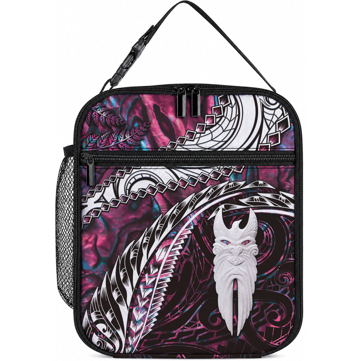 New Zealand Aotearoa Lunch Bag Maori Hei Rehua Paua Shell Glitter Pink