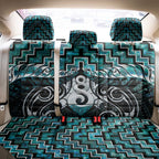 New Zealand Maori Back Car Seat Cover Poutama Pikorua Turquoise Paua Shell