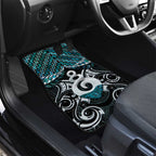 New Zealand Maori Car Mats Poutama Pikorua Turquoise Paua Shell