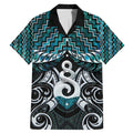 New Zealand Maori Family Matching Mermaid Dress and Hawaiian Shirt Poutama Pikorua Turquoise Paua Shell