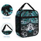 New Zealand Maori Lunch Bag Poutama Pikorua Turquoise Paua Shell