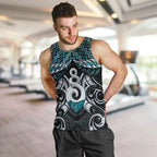 New Zealand Maori Men Tank Top Poutama Pikorua Turquoise Paua Shell