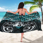 New Zealand Maori Sarong Poutama Pikorua Turquoise Paua Shell