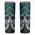 New Zealand Maori Skinny Tumbler Poutama Pikorua Turquoise Paua Shell
